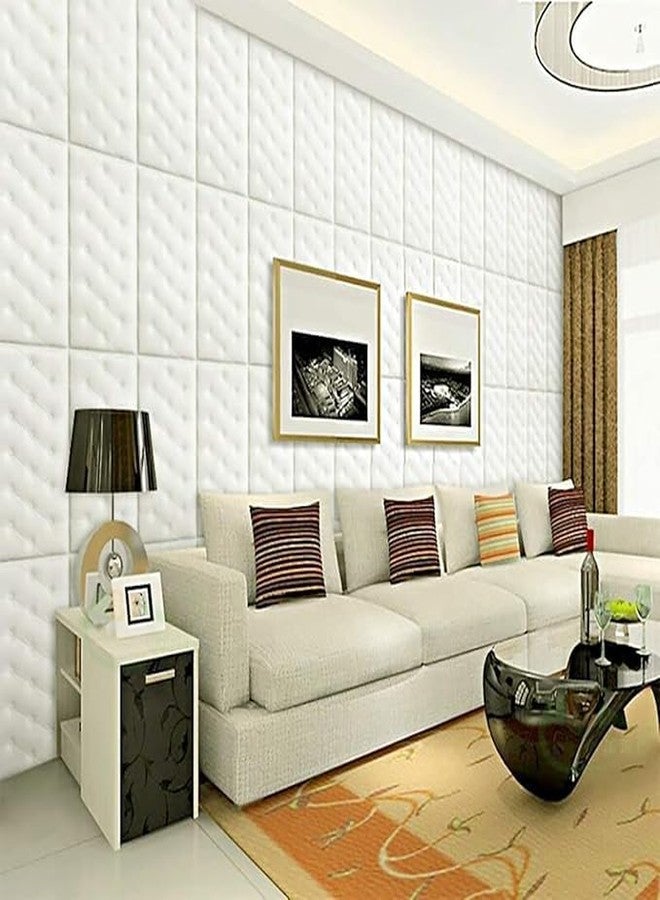 STL 3D Self Adhesive Foam White Panels for Walls, Self Adhesive PE Foam Soft Cushion DIY Wall Stickers for Home, Hotel, Living Room, Bedroom, Cafe Décor (Pack of 2) - Image 2